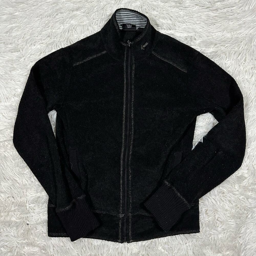 KAVU Women’s Black Fuzzy Fleece Zip Up Jacket Size XS